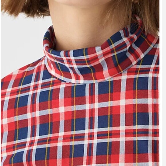 J. Crew Tissue Turtleneck in Plaid "Dark Evening" Size M NWT - Picture 3 of 5